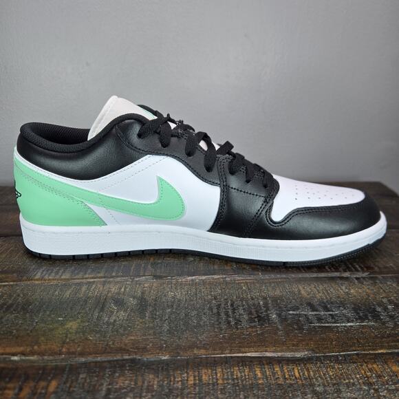 NEW Nike Air Jordan 1 Low Mens Size 13 Shoes Green Glow Black White 553558-131 - Picture 8 of 12